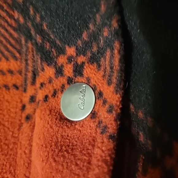 Cabela's Fleece Jacket Mens Medium Red Black Sherpa Lined Full Zip Flannel Heavy - Picture 13 of 13